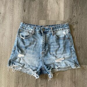 Cello Light Blue Distressed Jean Shorts
